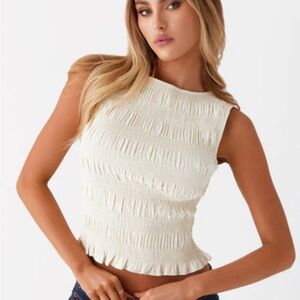 Peppermayo Ivory Shrilled Sleeveless Top women’s size us 4